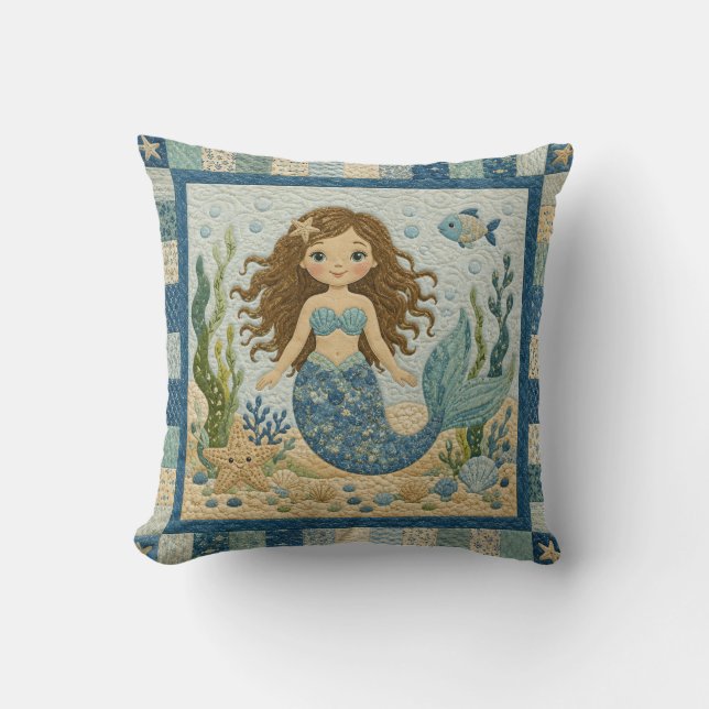 Pretty Mermaid Quilt Cushion (Front)