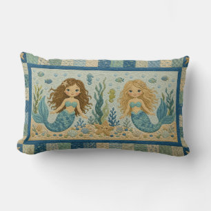 Pretty Mermaid Quilt Lumbar Cushion