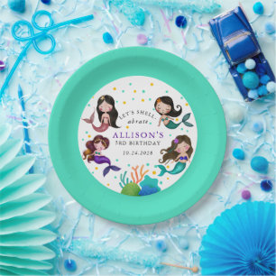 Pretty Mermaids Under the Sea Girls Birthday Paper Plate