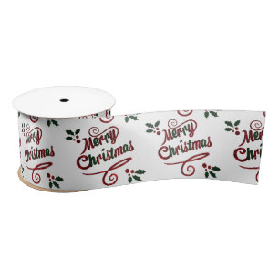 Pretty Merry Christmas Script Satin Ribbon