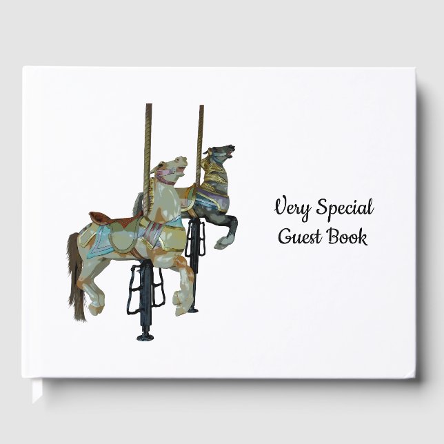 Pretty Merry Go Round Carousel Horses Guest Book (Front)