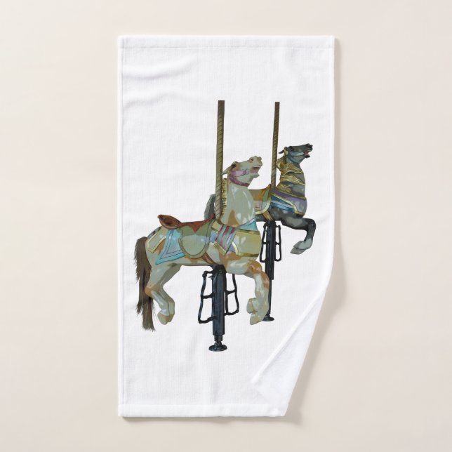 Pretty Merry Go Round Carousel Horses Hand Towel (Hand Towel)