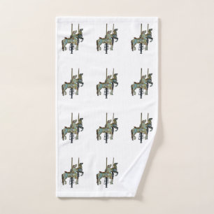 Pretty Merry Go Round Carousel Horses Pattern Hand Towel