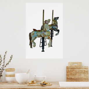 Pretty Merry Go Round Carousel Horses Poster