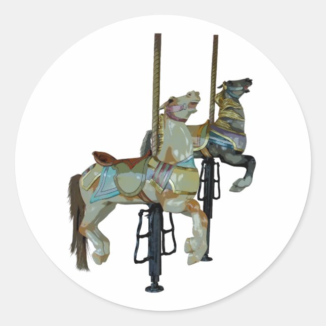 Pretty Merry Go Round Carousel Horses Stickers (Front)