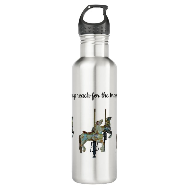 Pretty Merry Go Round Carousel Horses Water Bottle (Front)