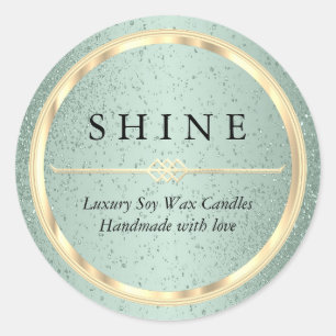 Pretty Metallic Gold and Mint Green Glitter Labels