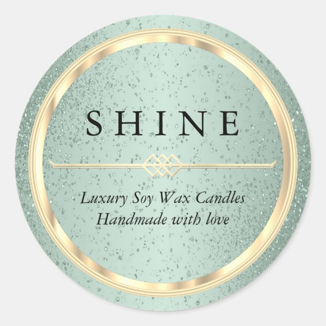 Pretty Metallic Gold and Mint Green Glitter Labels (Front)