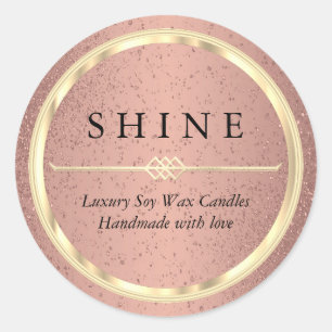 Pretty Metallic Gold and Rose Gold Glitter  Classic Round Sticker