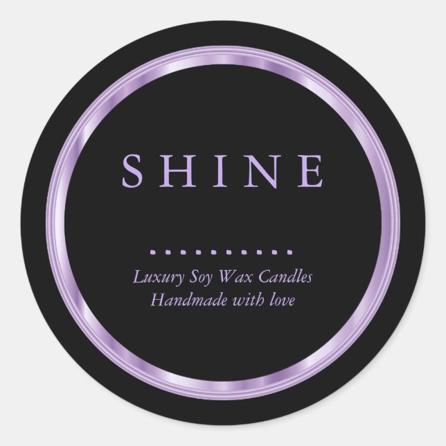 Pretty Metallic Lavender and Black Labels (Front)