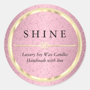 Pretty Metallic Pink and Gold Classic Round Sticker