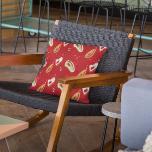 Pretty, Mid Century Modern, Red Abstract Pattern Outdoor Cushion