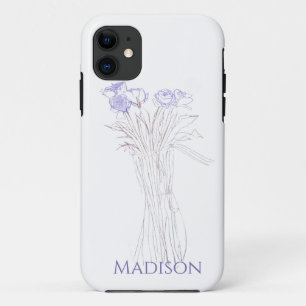 Pretty Minimal Modern Flower Outline For Women Case-Mate iPhone Case