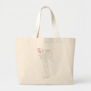 Pretty Minimal Modern Flower Outline For Women Large Tote Bag