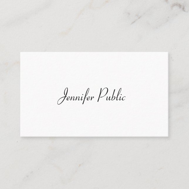Pretty Minimalistic Modern Freehand Script Business Card (Front)