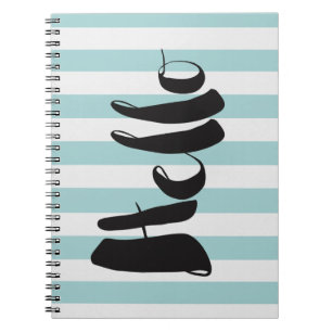 Pretty Mint and White Stripes Hello Spiral Notebook