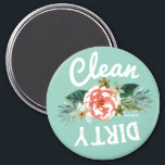 Pretty Mint Floral CLEAN DIRTY Dishwasher Magnet<br><div class="desc">You become the worst person in the world if you put dirty dishes in with clean ones. Now you can avoid that whole situation with an attractive mint floral magnet from BARBARIAN. //
 
 www.ifneedb.com // art for the wild-at-heart</div>