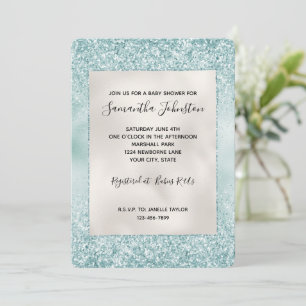 Pretty Mint Glitzy Sparkle Glitter   Invitation