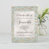 Pretty Mint Glitzy Sparkle Gold Zebra Glitter