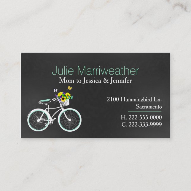 Pretty Mint Green Bicycle Custom Mummy Card (Front)