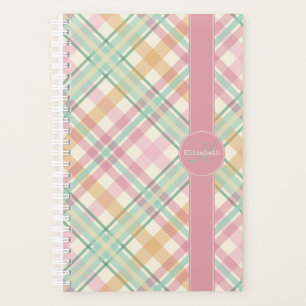 pretty mint pink pastels springtime plaid planner