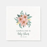 Pretty Mint Sage Pink Floral Custom Baby Shower