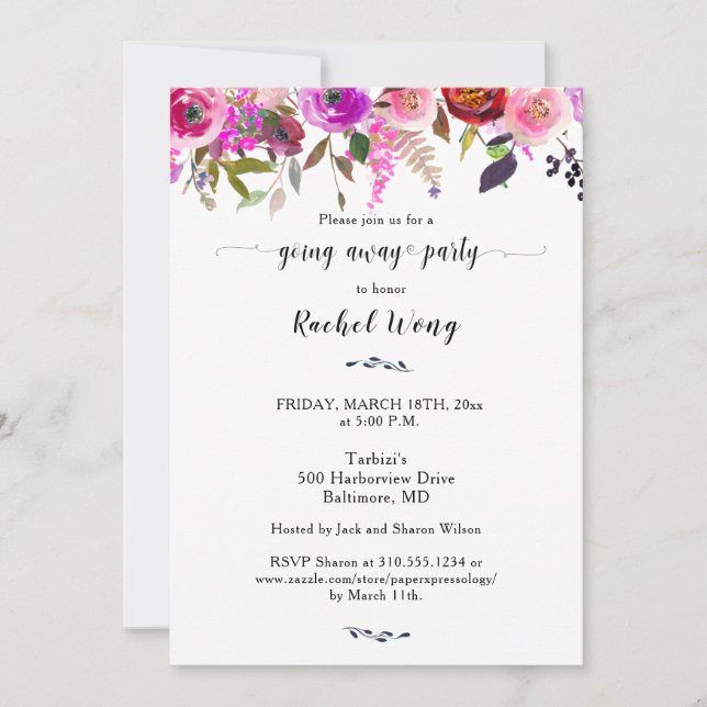 Pretty Mixed Floral Moving Going Away Party Photo  Invitation (Front)