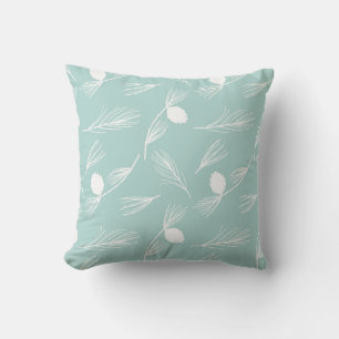 Pretty Modern Blue and White Holiday Pine   Cushion