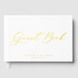 Pretty Modern Calligraphy Photo Wedding Guest Book