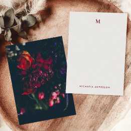 Pretty Modern Colourful Flowers Monogram & Name Card