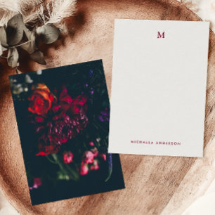 Pretty Modern Colourful Flowers Monogram & Name Card