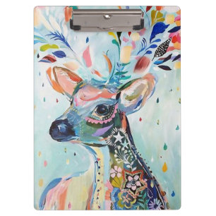 Pretty Modern Deer Art Flower Antlers Clipboard