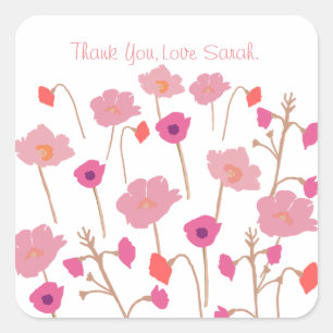 Pretty Modern Floral Birthday Square Sticker