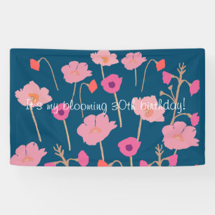 Pretty Modern Floral Birthday With Custom Age Banner