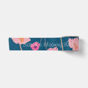 Pretty Modern Floral Birthday With Custom Age Satin Ribbon