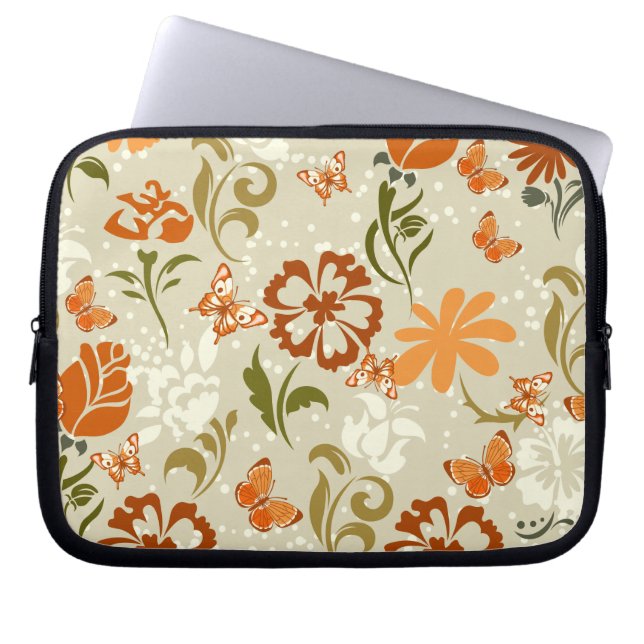 Pretty Modern Floral Pattern Laptop Sleeve (Front)