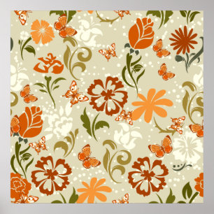 Pretty Modern Floral Pattern Poster