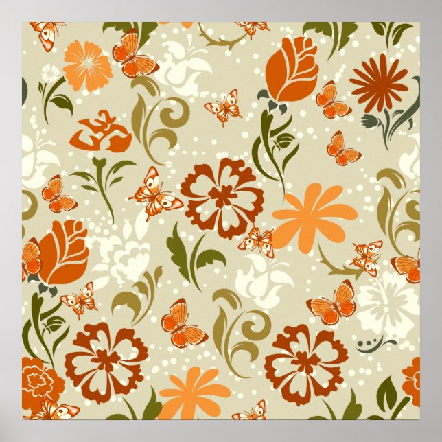 Pretty Modern Floral Pattern Poster (Front)
