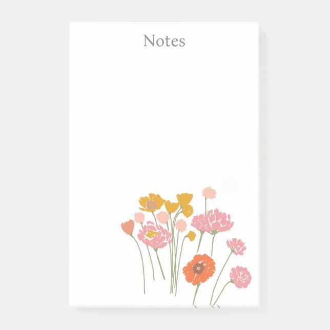 Pretty Modern Floral  Post-it Notes (Front)