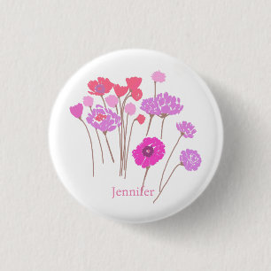 Pretty Modern Floral White 3 Cm Round Badge