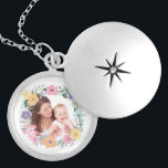 Pretty Modern Flower Wreath Custom Photo Locket Necklace<br><div class="desc">Pretty flower wreath framing one of your favourite photos.</div>
