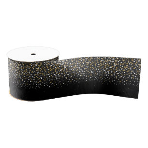 Pretty modern girly faux gold glitter confetti grosgrain ribbon