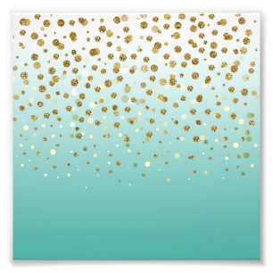 Pretty modern girly faux gold glitter confetti photo print