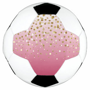 Pretty modern girly faux gold glitter confetti soccer ball