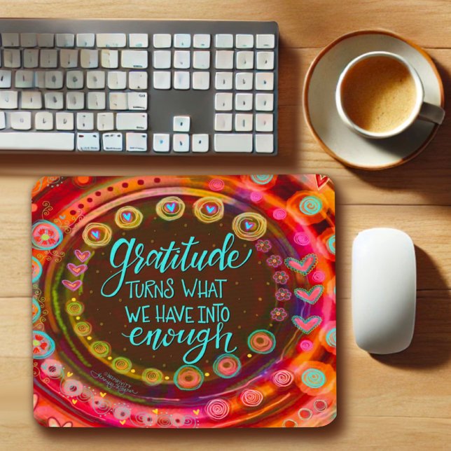 Pretty Modern Gratitude Whimsical Heart  Mouse Pad (Creator Uploaded)