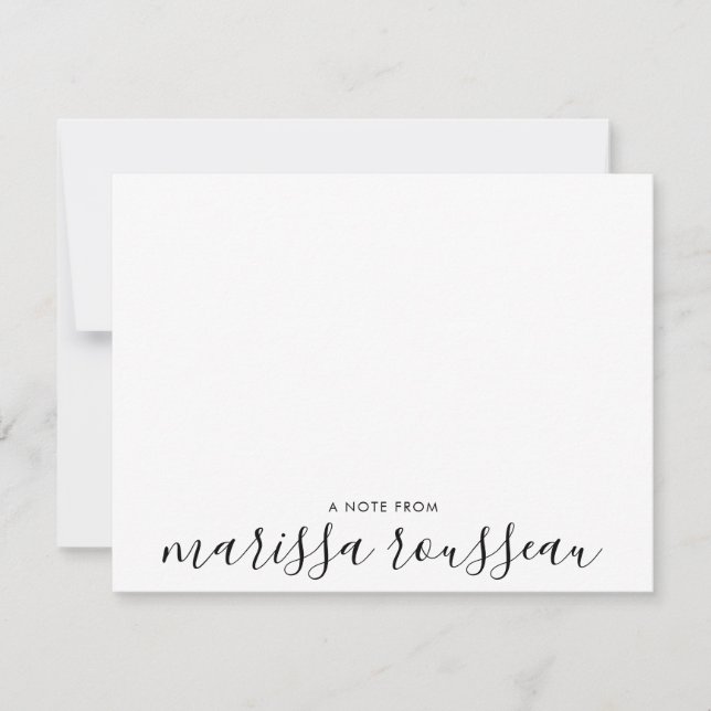 Pretty Modern Handwritten A Note From Script Name Card (Front)