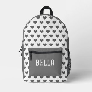 Pretty Modern Heart Pattern Cute Grey Printed Backpack