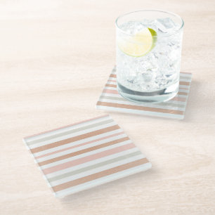 Pretty Modern Neutral Stripes Glass Coaster