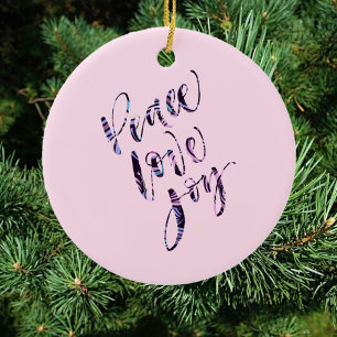 Pretty Modern Peace Love Joy Ceramic Tree Decoration