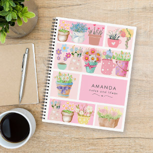 Pretty modern pink elegant flower pots notebook